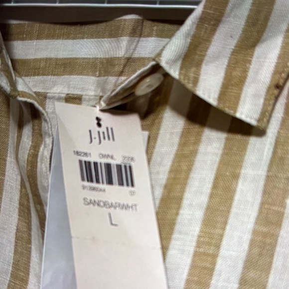 J. Jill , Women’s Linen tan and white Striped Button-Up Shirt Size Large. - Picture 7 of 7
